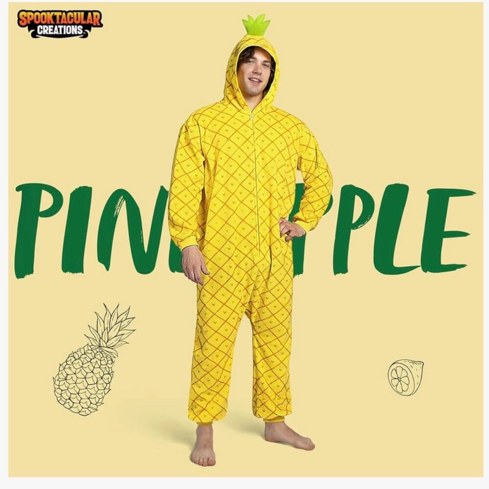 NEW Spooktacular Creations Adult Pineapple Costume Hooded Jumpsuit Size M New